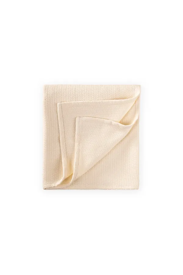 Woven Pattern Baby Cotton Blanket (Washed) 93X100 cm +/- 3 cm Natural