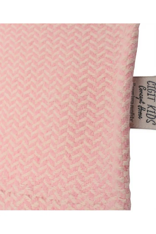 Couverture bébé en coton tissé à motifs (lavée) 93 x 100 cm +/- 3 cm Rose poudré