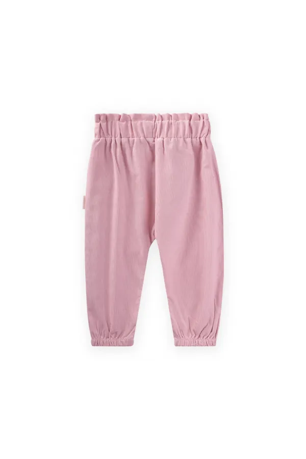 Pantalon harem bébé en velours lilas 0-3 ans