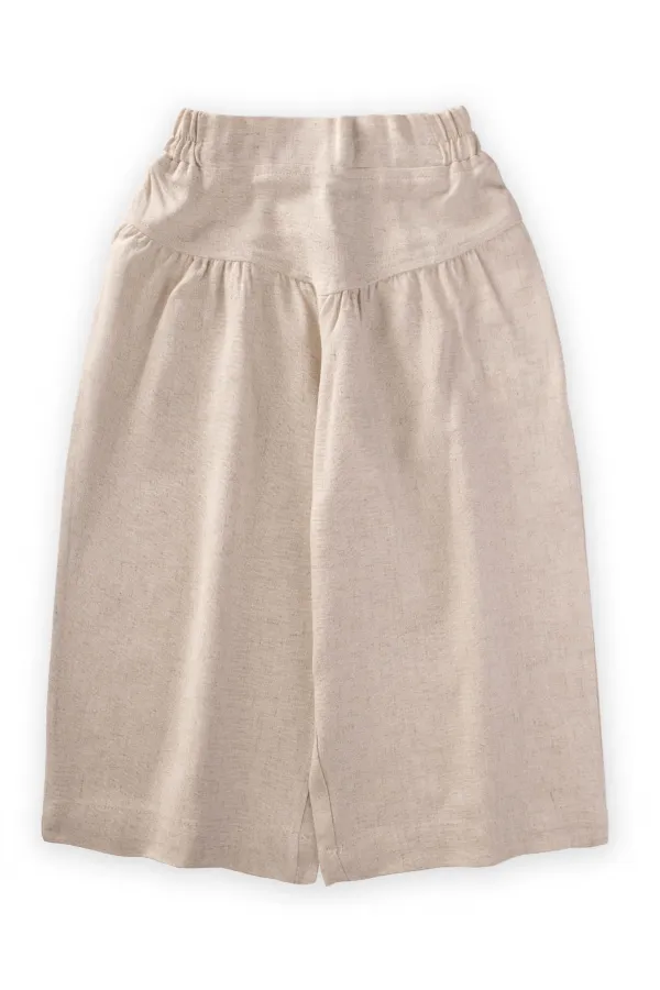 Korsajlı Büzgülü Keten Pantolon 2-7 Yaş Naturel Korsajlı Büzgülü Keten Pantolon 2-7 Yaş Naturel