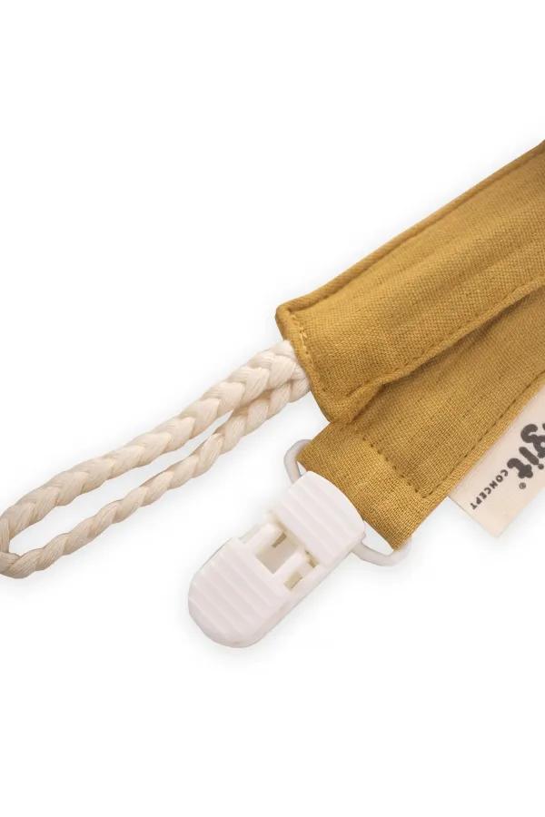Baby Cotton Pacifier Holder 23 cm Mustard Yellow