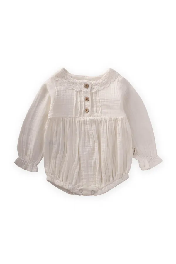 Fisto Yakalı Mevsimlik Müslin Zıbın 0-2 Yaş Ekru