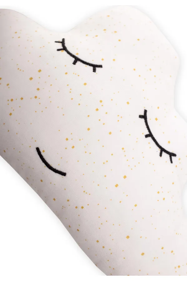 Foil Printed Cloud Ornament Baby Pillow 35X35 cm Ecru