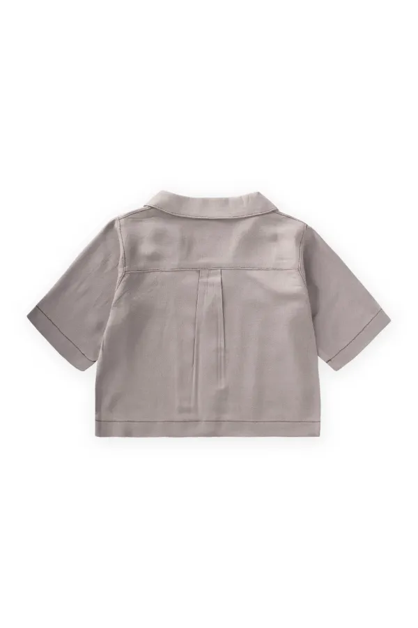 Keten Kalın Taba Dikişli Ceket 2-7 Yaş A Gri