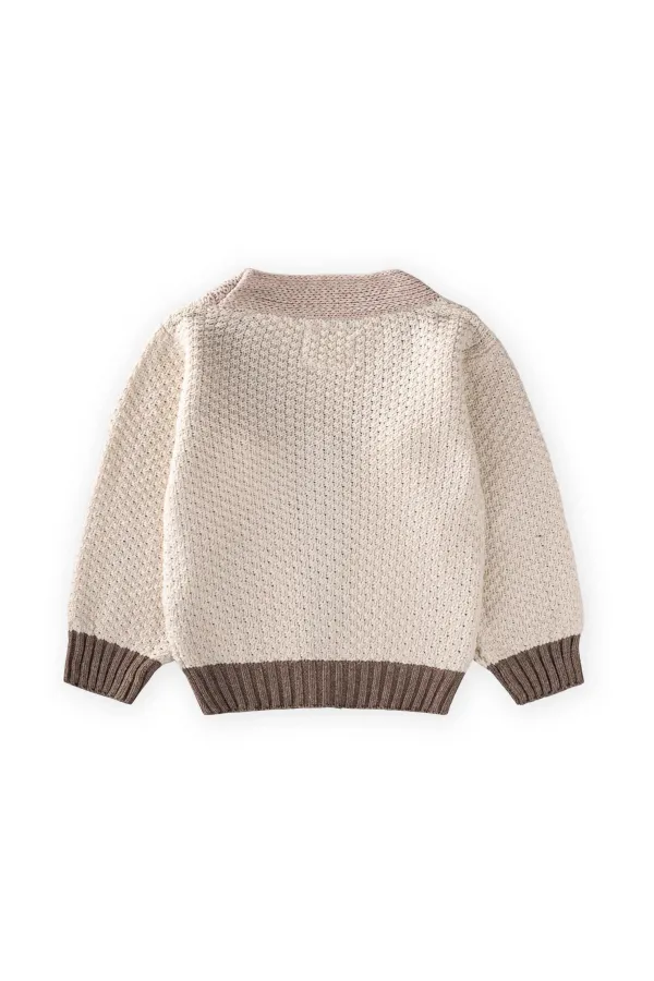 Triko Düğmeli Hırka 2-8 Yaş Bej Kahve