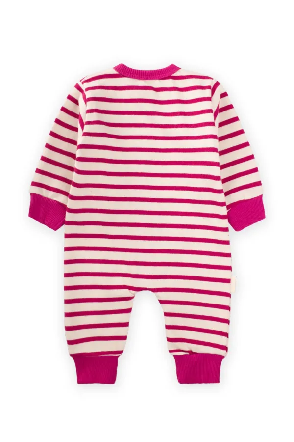 Salopette rayée en maille fuchsia pour bébé de 0 à 3 ans
