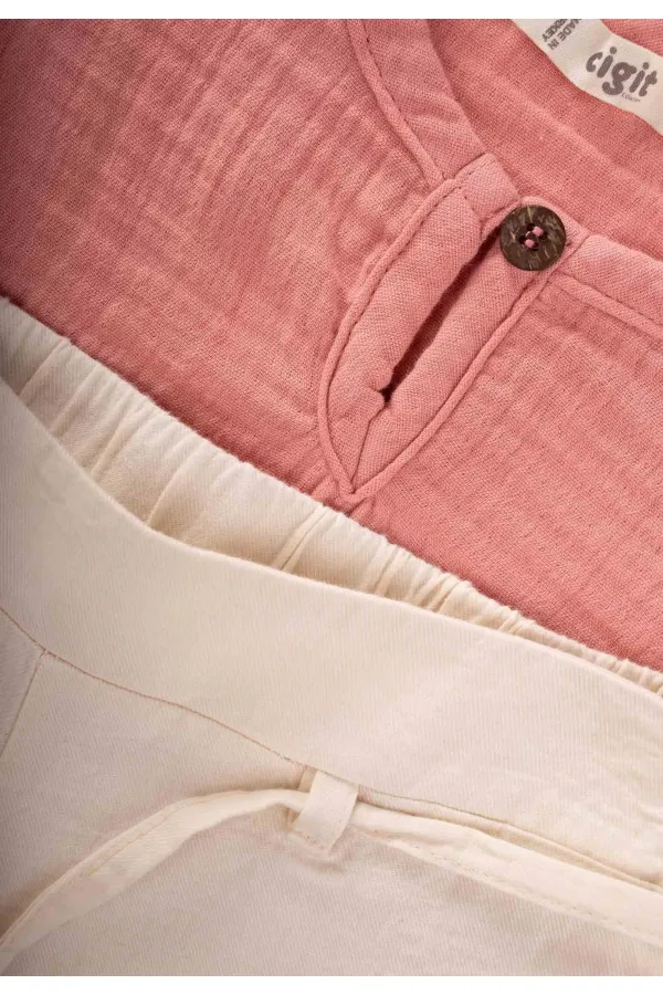 Ensemble pantalon large coupe oversize, 3-10 ans, rose pâle