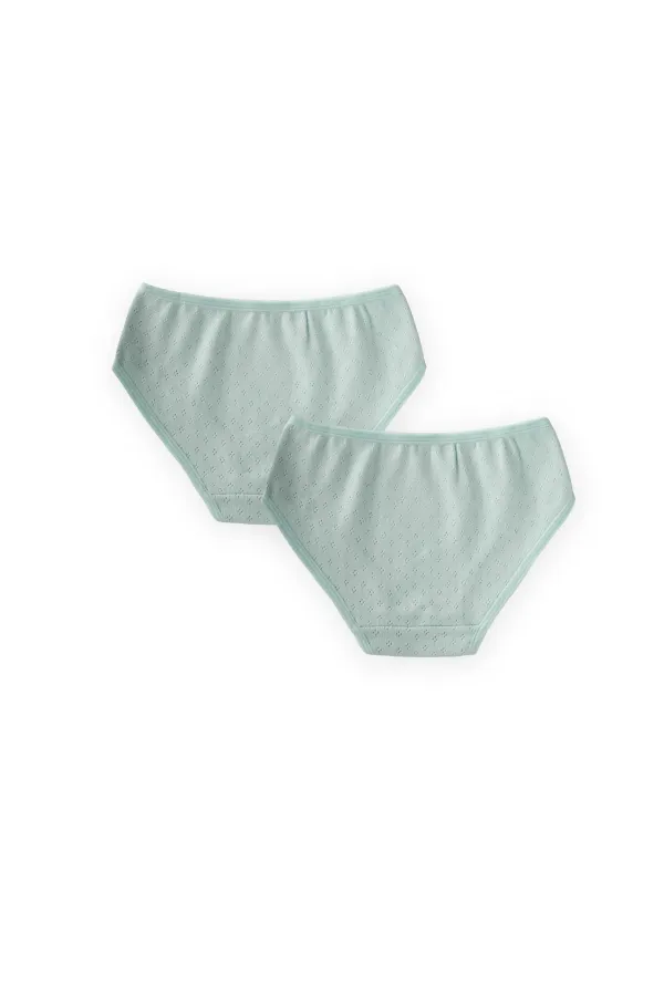 Double-Piece Trimmed Slip Panties, Ages 2-9, Air-Conditioned, Mint Green
