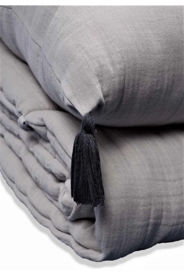 Müslin Bebek Yatak Koruma Yastık Seti (Yıkanmıştır) 32X180 cm +/- 2 cm Gri