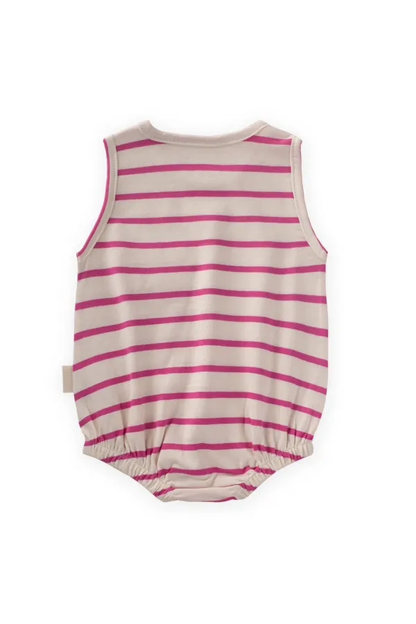 Çizgili Cepli Zıbın 0-3 Yaş Fusya