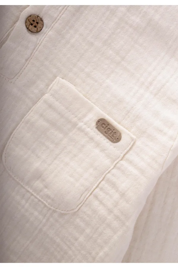 Ensemble bohème bio avec chemise, saisonnier, 8-12 ans, naturel