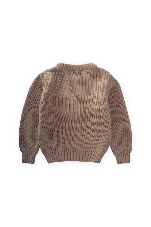 Bisiklet Yaka Selanik Triko Kazak 2-8 Yaş Vizon