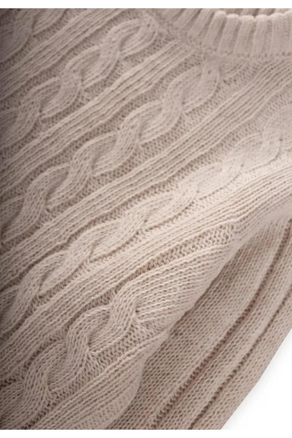 Braided Sweater, Ages 1-8, Beige