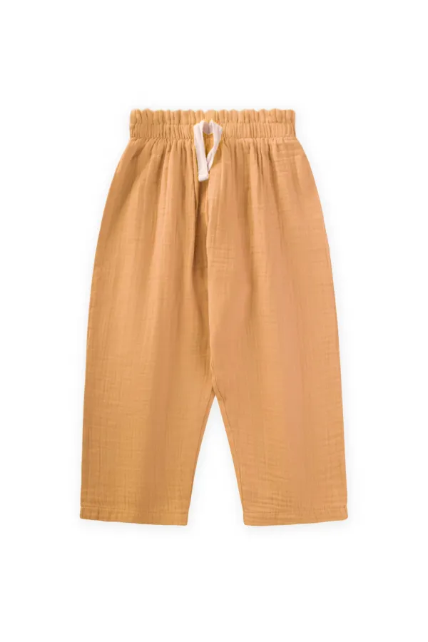 Organic Beli Fırfırlı Geniş Kesim Müslin Pantolon 1-8 Yaş Sundres Organic Beli Fırfırlı Geniş Kesim Müslin Pantolon 1-8 Yaş Sundres