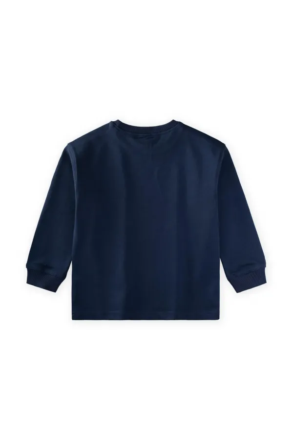 T-shirt à manches longues en tissu épais, 4-12 ans, bleu marine