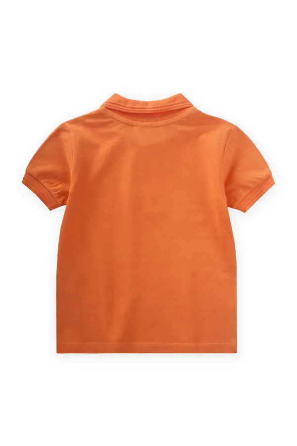 Embossed Polo Neck T-Shirt 2-10 Years Orange