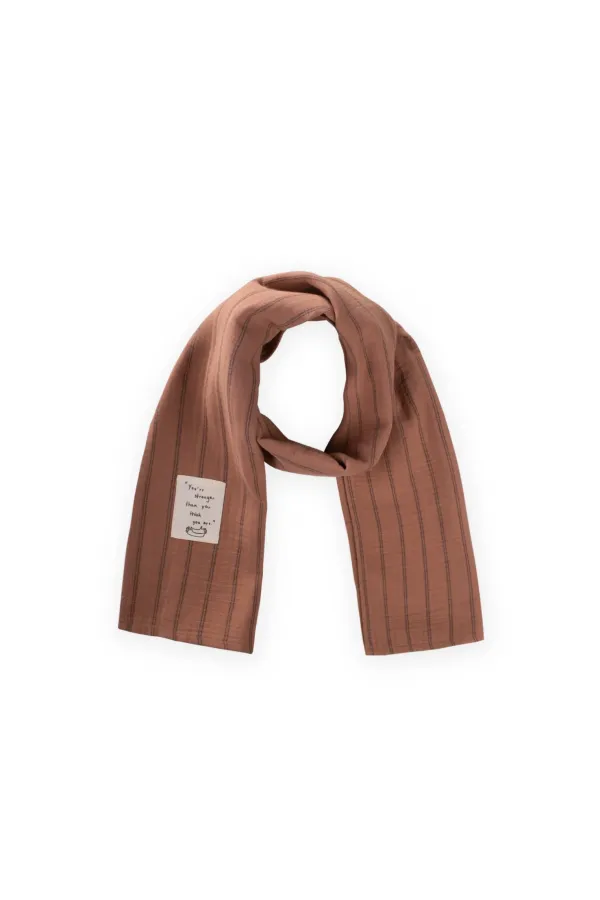 Children's Scarf 25X140 Cm Brown Double Striped