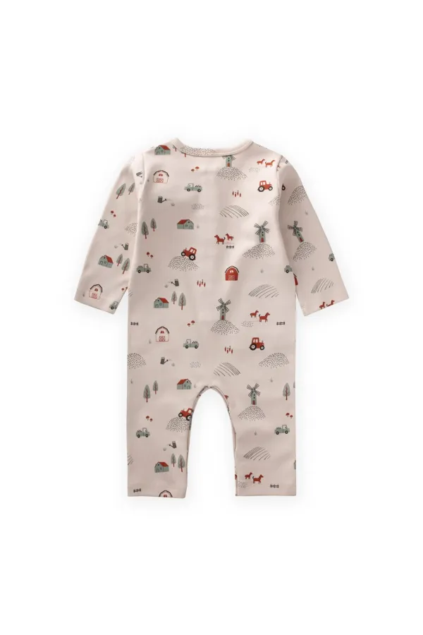 Baskılı Tulum 0-3 Yaş Bej