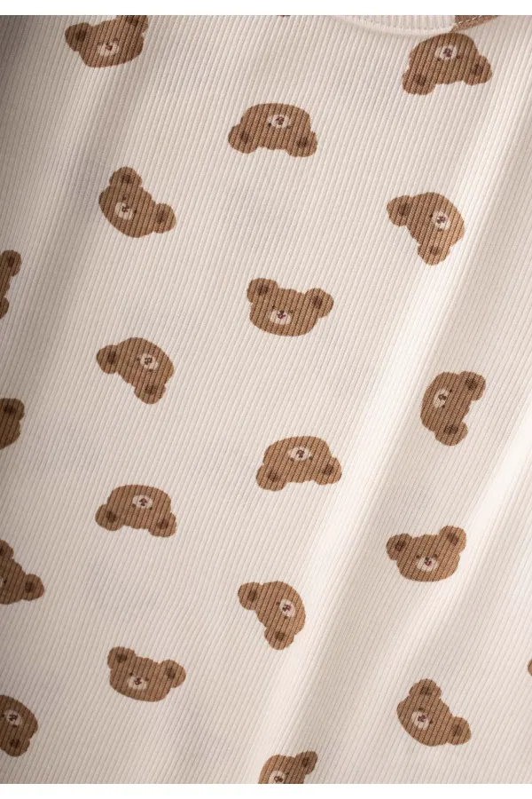 Desenli Pijama Takımı 1-7 Yaş Ekru