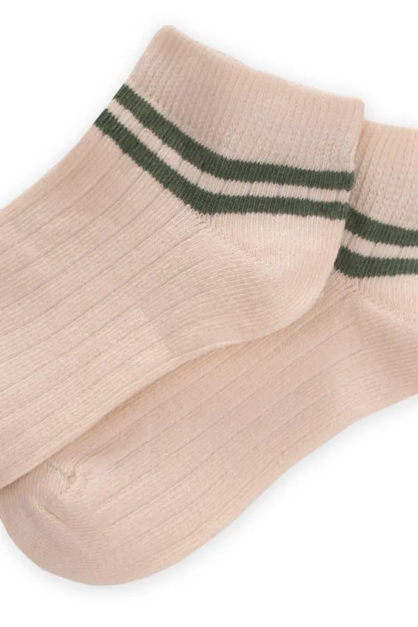 Zemin Ham Bilekleri Çizgili Çocuk Patik 5-12 Yaş Haki Yeşil