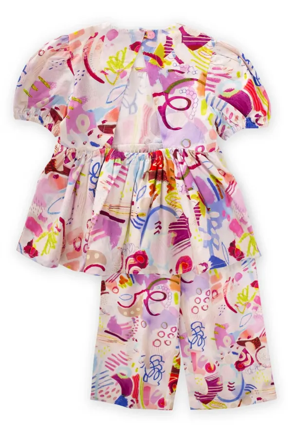 Triangle Back Suit 2-7 Years Old Ecru Patterned