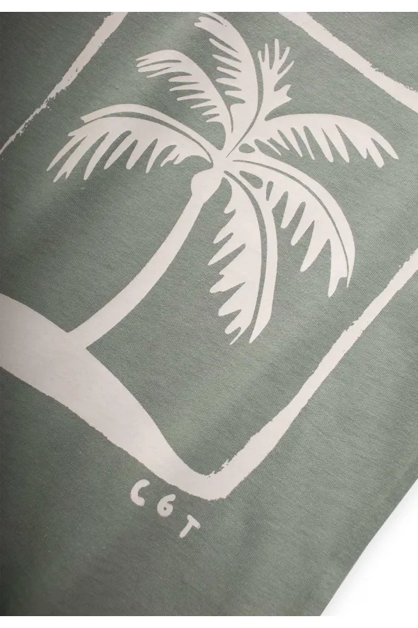 T-shirt imprimé palmiers vert pour enfants de 2 à 8 ans