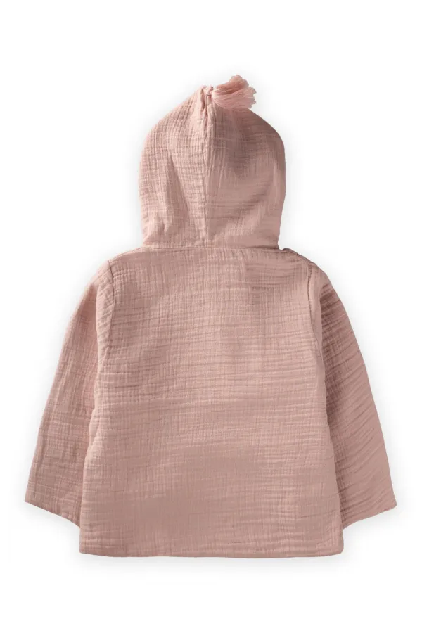 Peignoir enfant en mousseline double épaisseur, rose poudré, 2-9 ans