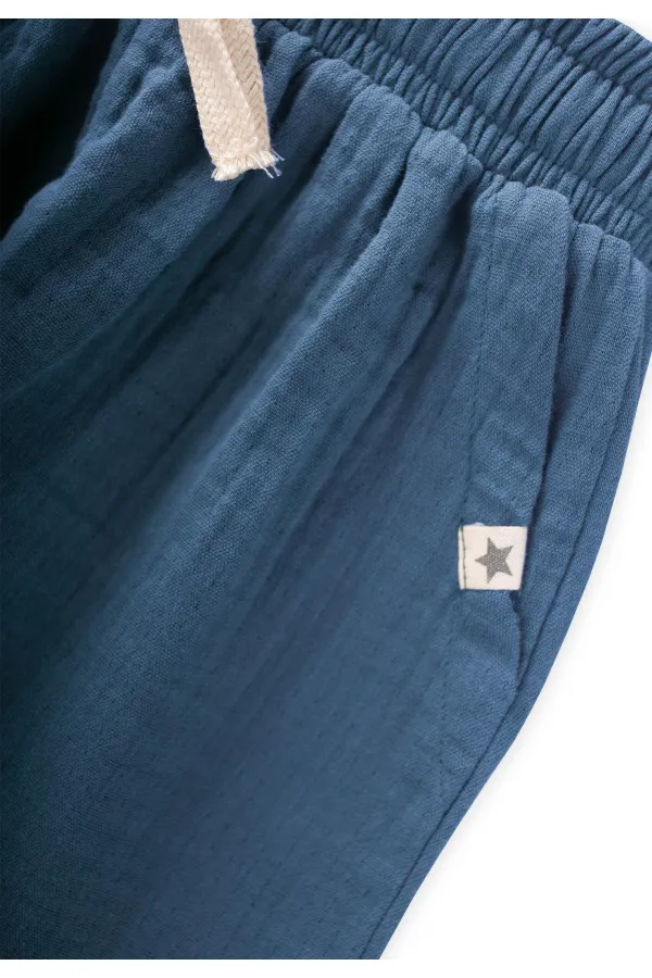 Müslin Pantolon 1-10 Yaş İndigo Mavi