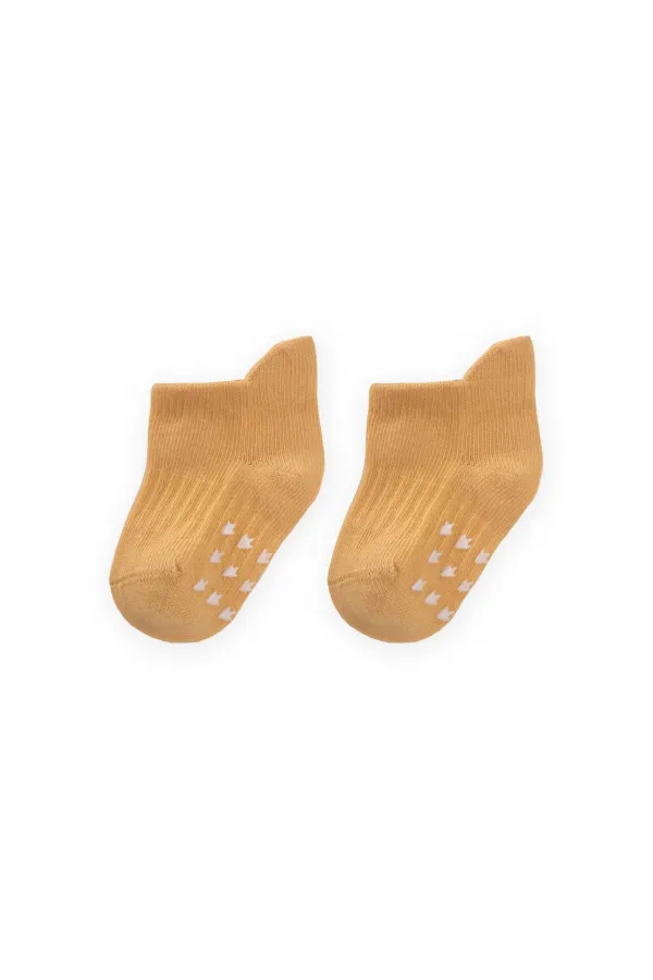 Chaussettes-chaussons bébé imprimées ABS 0-4 ans Jaune moutarde