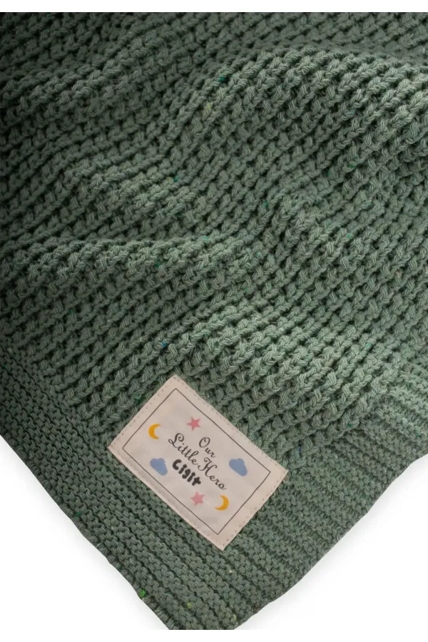 Couverture tricotée Selanik 80 x 100 cm (+/- 5 cm) Vert menthe