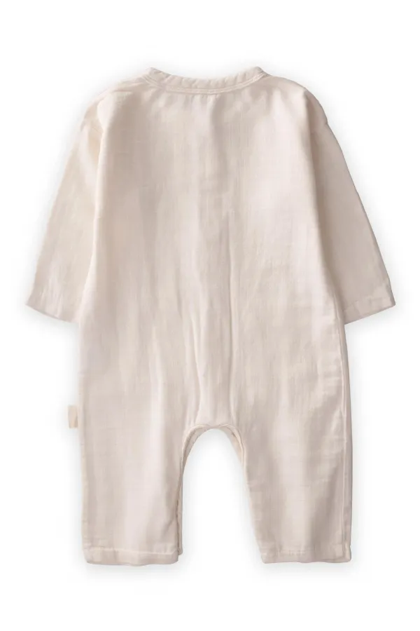 Flamlı Müslin Mevsimlik Tulum Naturel