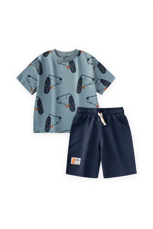 Desenli Kapri Takım 1-8 Yaş Mavi