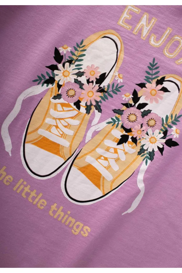 Printed T-Shirt 8-12 Years Lilac