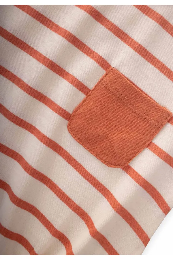 Çizgili Cepli Zıbın 0-3 Yaş Oranj