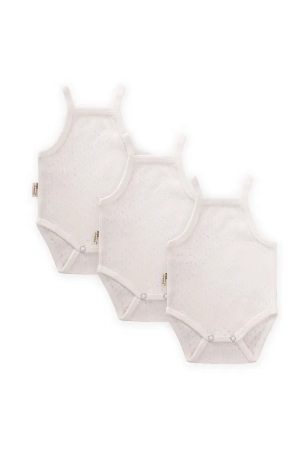 Ensemble trois pièces de body climatisé, 0-3 ans, blanc cassé