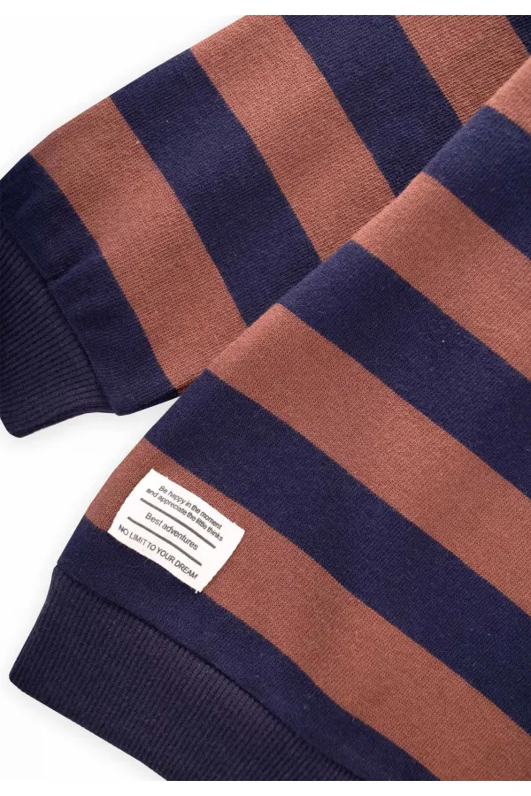 Striped Knitted Sweatshirt 2-12 Years Old Navy Blue Brown