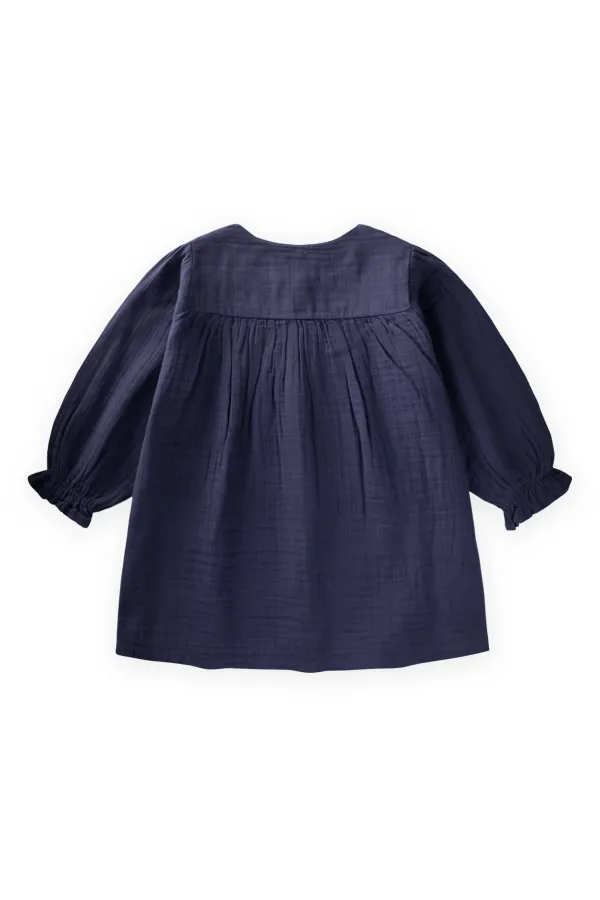 Müslin Elbise 2-10 Yaş Lacivert
