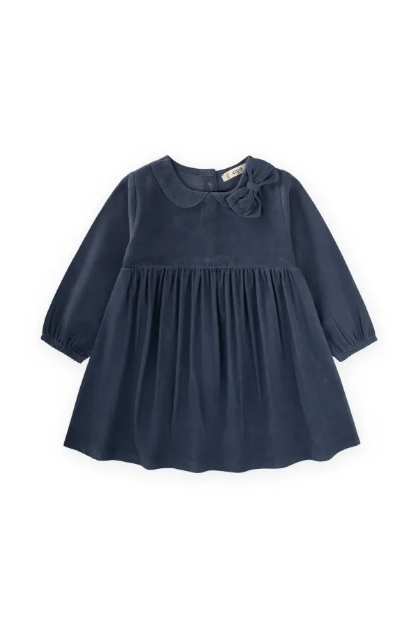 Robe en velours bleu marine pour enfants de 1 à 8 ans