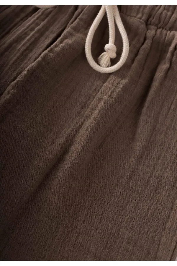 Müslin Pantolon 1-10 Yaş Koyu Bej