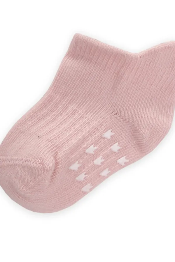 Chaussettes-chaussons bébé imprimées ABS 0-4 ans couleur poudre
