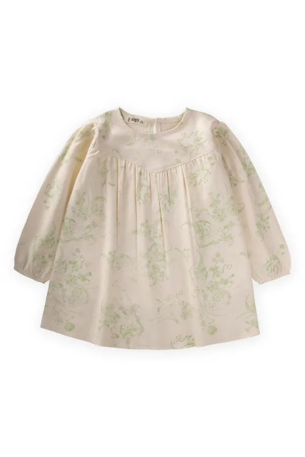 Robe à motifs pour enfant de 2 à 6 ans, motif floral vert