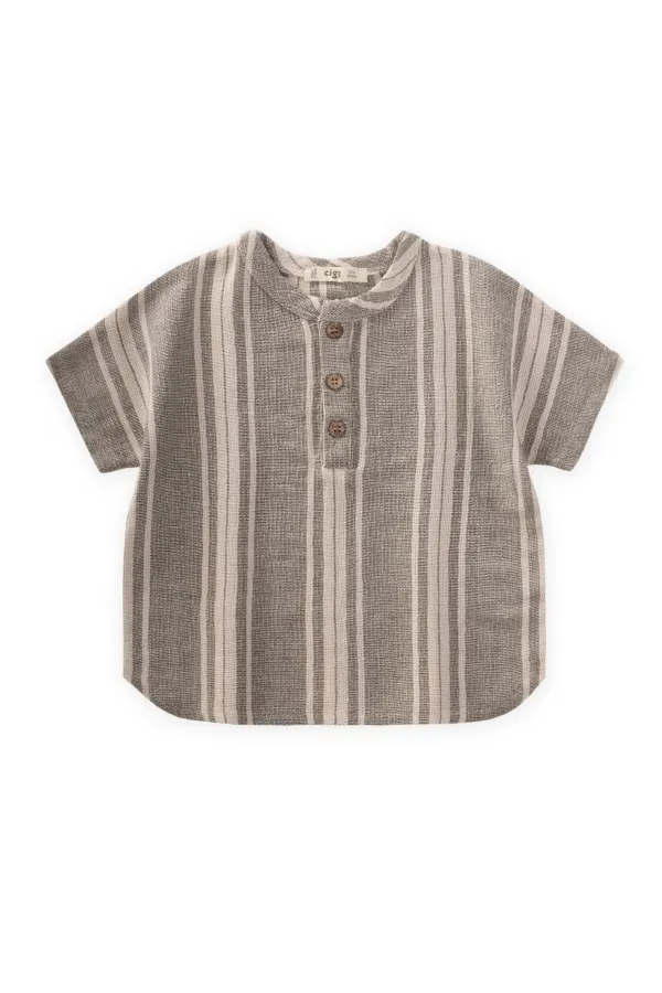 Oversize Yarım Patlı Gömlek 1-7 Yaş Yeşil