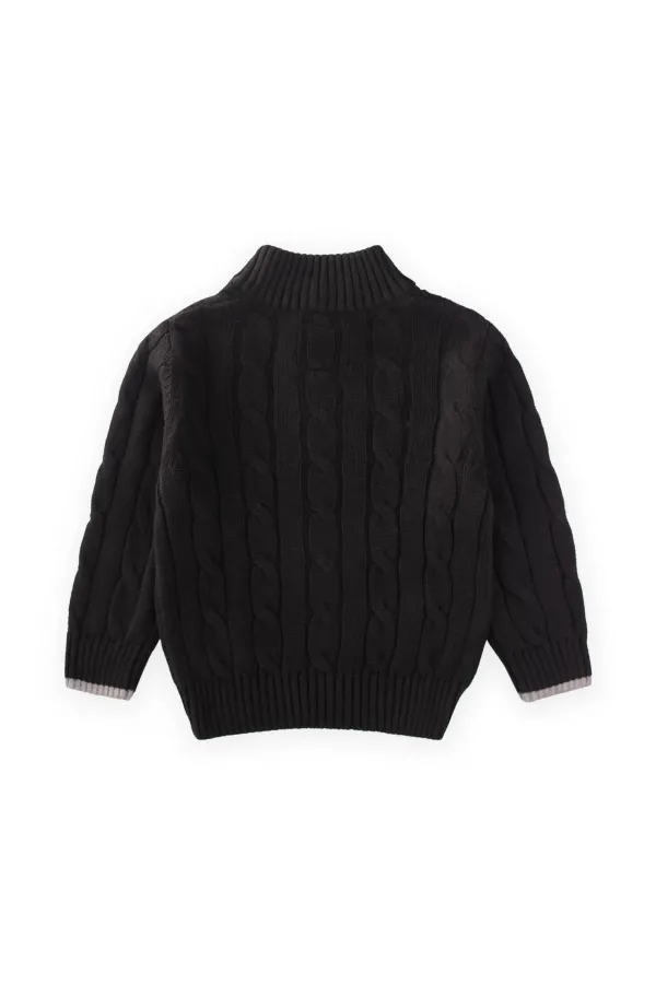 Saç Örgü Triko Hırka 2-11 Yaş Siyah