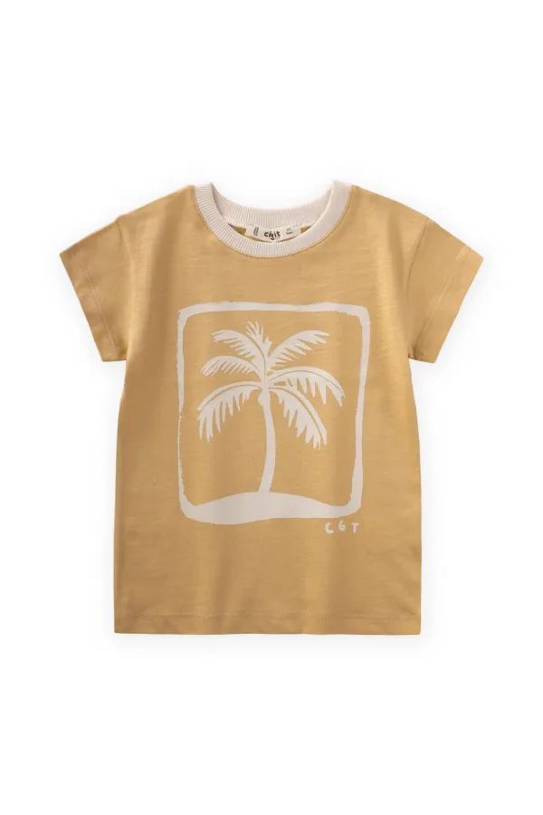 T-shirt imprimé palmiers, robes d'été pour enfants de 2 à 8 ans