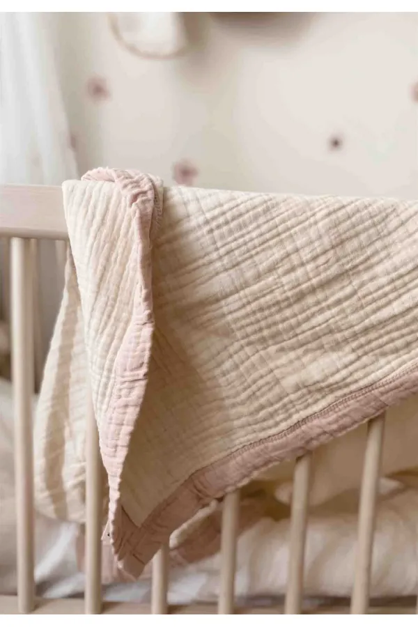 Couverture brute à quatre couches, passepoil épais, 85 x 90 cm, poudre