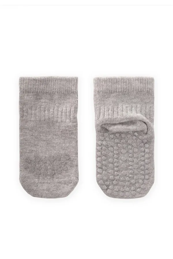 Chaussettes antidérapantes et pour ramper, gris chiné