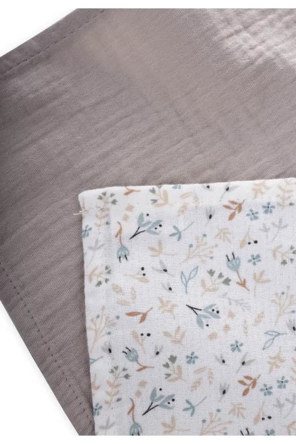 Double Muslin Mouth Cloth Set 25x25 cm Mink Floral Pattern
