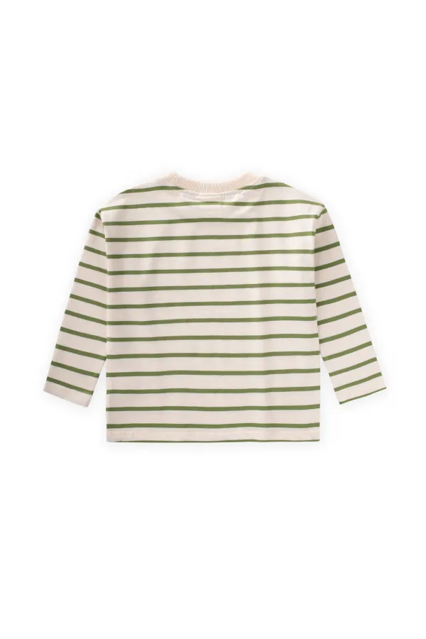 T-shirt rayé saisonnier 1-10 ans Vert pétrole