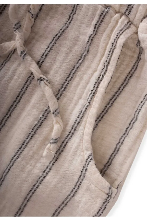 Pantalon Capri en mousseline de coton biologique à jambes doubles, 3-8 ans, rayures doubles