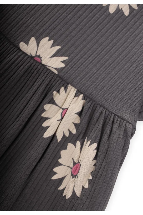 Desenli Fitilli Tunik Takım 1-8 Yaş Gri